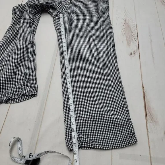 Abercrombie & Fitch gingham tailored linen blend wide leg pants 12 - Picture 3 of 7